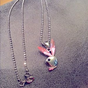 VINTAGE PLAYBOY BUNNY NECKLACE PINK ACCENT STONES.